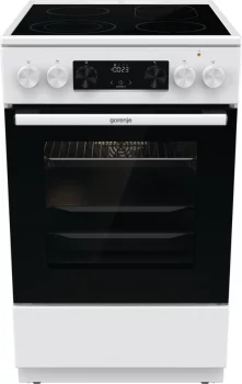 Плита Gorenje електрична склокерамічна, 70л, 50x60см, дисплей, приготування з паром, програматор, білий