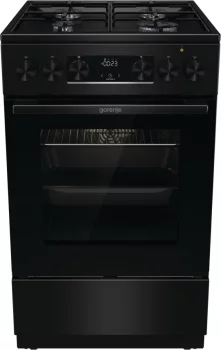 Плита Gorenje комбінована, 62л, 50x60см, дисплей, IconLed, емальовані, чорний 
