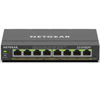 Комутатор NETGEAR GS308EPP 8xGE PoE, 123Вт, WebSmart