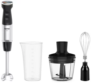 Блендер Tefal заглибний Quickchef+ 1000Вт, 3в1, чаша-800мл, чопер-500мл, турборежим, сріблясто-чорний