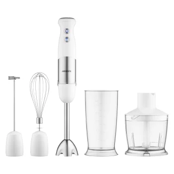 Блендер Ardesto занурювальний HBG-800WWHCHML, 800Вт, 4в1, чаша-600мл, чопер 500мл, біло-сріблястий