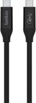 Кабель USB-C > USB-C заряджання/синхронізації Belkin 0.8м, 100Вт, Type-C, USB4, 40Гбс, чорний