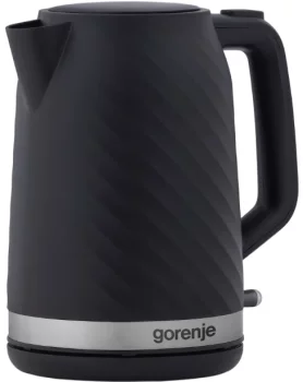 Електрочайник Gorenje 1.7л, Strix контроль, чорний матовий