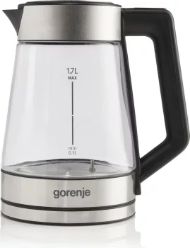 Електрочайник Gorenje 1.7л, 2,200 Вт, скло, нерж