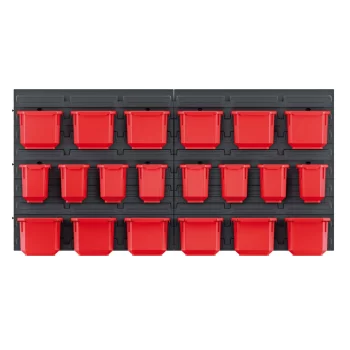 Панель підвісна з набором контейнерів для зберігання Kistenberg KOR4, 2 панелі 38.6х1.8х39см, 10 контейнерів, 20 гачків, пластик