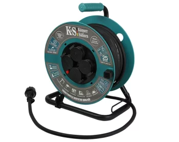 Подовжувач мережевий Konner&Sohnen KSCR-25M KS 2E 4хТип F, 3х2.5мм, 16A, на котушці, 25м, зелений