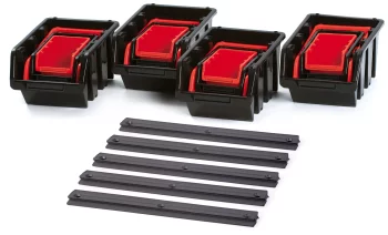 Панель підвісна з набором контейнерів для зберігання Kistenberg KST16, 5 панелей 38.6х0.8х4.3см, 16 контейнерів, пластик