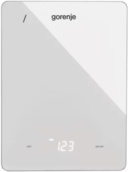 Ваги Gorenje кухонні, 10кг, AAAx3 в комплекті, дисплей, скло, білий