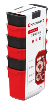 Набір контейнерів для зберігання Kistenberg X Block, 14х7.5х28см, пластик, червоні та чорні 6шт