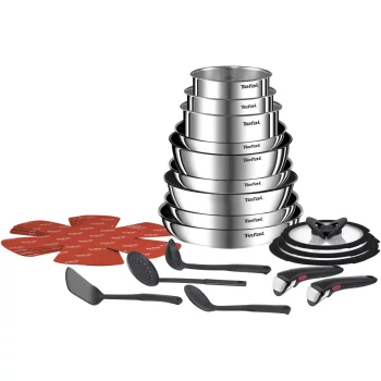 Набір посуду Tefal Ingenio Emotion, 22пр., нержавіюча сталь, скло, пластик, бакеліт, сріблястий
