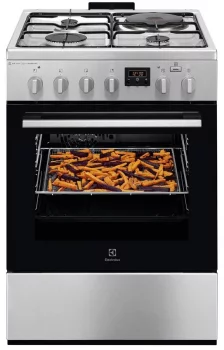 Плита Electrolux комбінована 3 газ + 1 електро, 58л, 60x60см, дисплей, конвекція, пара, нерж