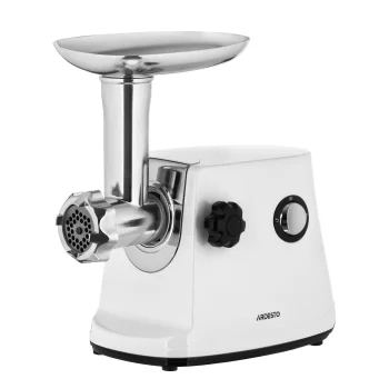 М'ясорубка Ardesto, 1600Вт, 1.6кг/хв, 3 решітки, насадка для ковбас, кеббе, 3 терки, пластик, біло-сріблястий