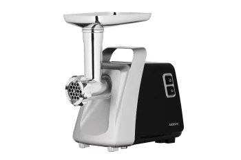 М'ясорубка Ardesto, 2100Вт, 2кг/хв, 3 решітки, насадка для ковбас, кеббе, томатів, 3 терки, бургер-прес, пластик, чорно-срібний