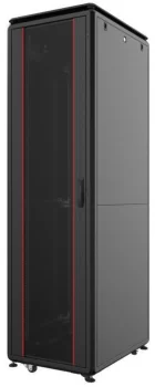 Шафа MIRSAN 19", 26U, GTV, скляні двері, 600x600 мм, максимально 2000 кг, чорна