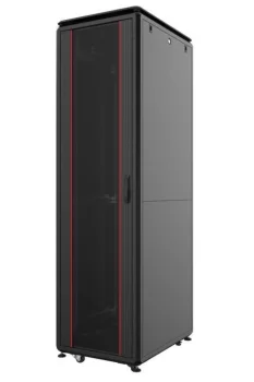 Шафа MIRSAN 19", 42U, GTV, скляні двері, 800x1000 мм, максимально 2000 кг, чорна