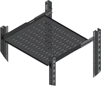 Полиця MIRSAN 19", 1U, регульована 450-540 мм, чорна