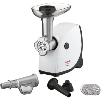 М'ясорубка Tefal HV4, 2000Вт, 2.3кг/хв, 3 решітки, насадка для ковбас, кеббе, томатів, пластик, біло-чорний