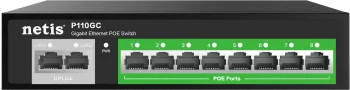 Комутатор Netis P110GC 10xGE (8xPoE, 2xUplink), 120Вт, Некерований