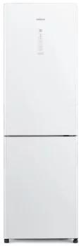 Холодильник Hitachi з нижн. мороз., 190x60х65, холод.відд.-215л, мороз.відд.-115л, 2дв., А++, NF, інв., зона нульова, білий (скло)