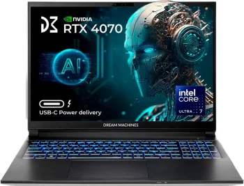 Ноутбук Dream Machines RG4070-16 16FHD+ IPS, Intel U7-155H, 32GB, F1TB, NVD4070-8, DOS, чорний