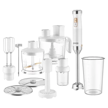 Блендер Sencor заглибний 1500Вт, 10в1, чаша-800мл, млин для спецій, спінювач молока, білий