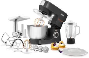 Кухонна машина Sencor 1000Вт, чаша-метал, корпус-пластик, насадок-12, чорний