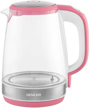 Електрочайник Sencor 2л, Strix, скло, 5 темп.реж, малиновий