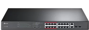 Комутатор TP-LINK TL-SL1218MP 16x1FE (16xPoE), 2xSFP, 192Вт, Некерований