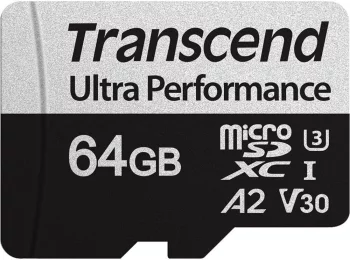 Карта пам'яті Transcend microSD   64GB C10 UHS-I U3 A2 R160/W80MB/s + SD