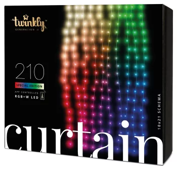 Гірлянда Smart LED Twinkly Curtain RGBW 210 IP44 1.45х2.1м кабель прозорий
