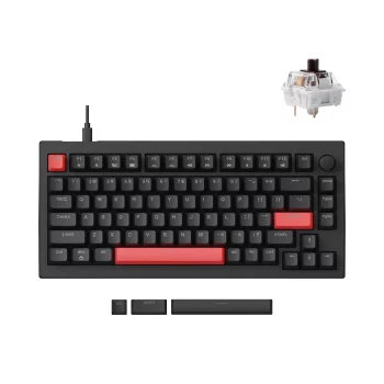 Клавіатура механічна Lemokey X4 84Key, Keychron Brown, USB-A, QMK/VIA, Hot-Swap, EN/UKR, RGB, чорний