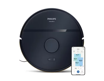 Робот-пилосос Philips Series 2000, h=9.7см, вологе прибирання, конт пил -0.38л, вода -0.3л, автон. робота до 120хв, EPA 11, Wi-Fi, темно-синій