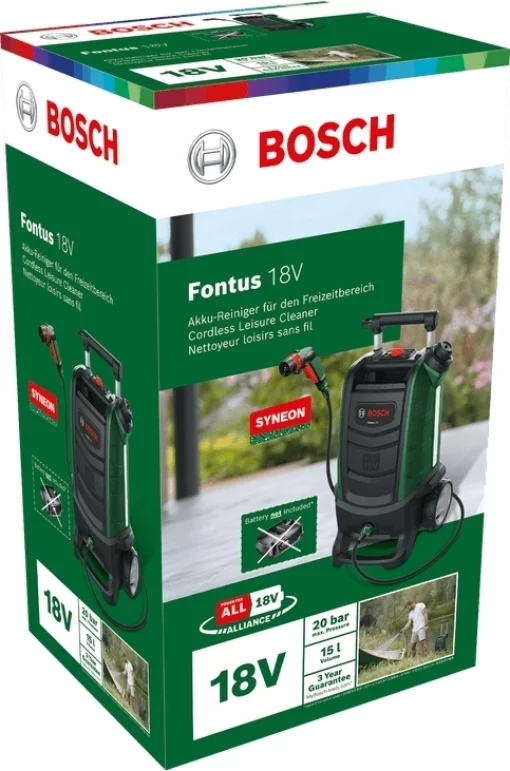 Мінімийка акумуляторна Bosch Fontus 18V 18В 20бар 386л/год 7.5кг без АКБ та ЗП