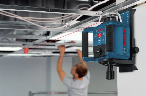 Нівелір лазерний ротаційний Bosch Professional GRL 300 HV 60м/з до 300м ±0.1мм/м червоний промінь 150/300/600об/хв кейс приймач LR1 пульт RC1 тримач WM4 ЗП окуляри мішень IP54 1.8кг