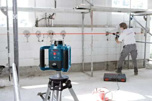Нівелір лазерний ротаційний Bosch Professional GRL 300 HV 60м/з до 300м ±0.1мм/м червоний промінь 150/300/600об/хв кейс приймач LR1 пульт RC1 тримач WM4 ЗП окуляри мішень IP54 1.8кг