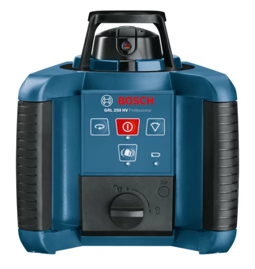 Нівелір лазерний ротаційний Bosch Professional GRL 250 HV 30м/з до 125м ±0.1мм/м червоний промінь 150/300/600об/хв кейс пульт RC1 окуляри мішень IP54 1.8кг