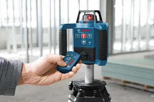 Нівелір лазерний ротаційний Bosch Professional GRL 250 HV 30м/з до 125м ±0.1мм/м червоний промінь 150/300/600об/хв кейс пульт RC1 окуляри мішень IP54 1.8кг