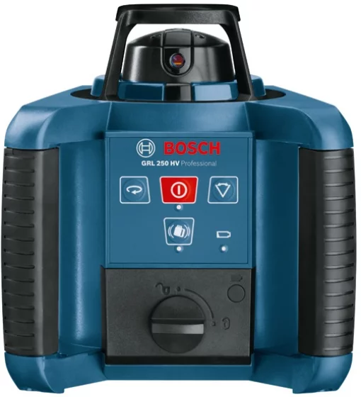 Нівелір лазерний ротаційний Bosch Professional GRL 250 HV 30м/з до 125м ±0.1мм/м червоний промінь 150/300/600об/хв кейс пульт RC1 окуляри мішень IP54 1.8кг