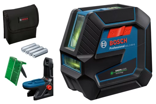 Нівелір лазерний Bosch Professional GCL 2-50 G до 15м ±0.3мм/м зелений промінь з тримачем RM 10 чохлом мішенню 0.58кг