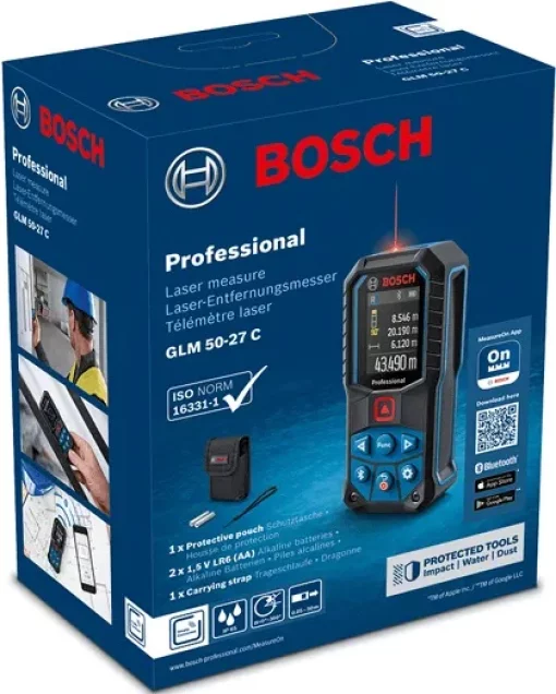 Далекомір лазерний Bosch Professional GLM 50-27 C, 0.05-50м, ±1.5мм, IP65, 0.2кг
