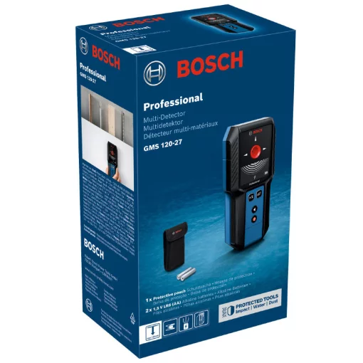 Детектор акумуляторний Bosch Professional GMS 120-27, до 120мм, 2ААх1.5В, IP54, чохол, 0.24кг
