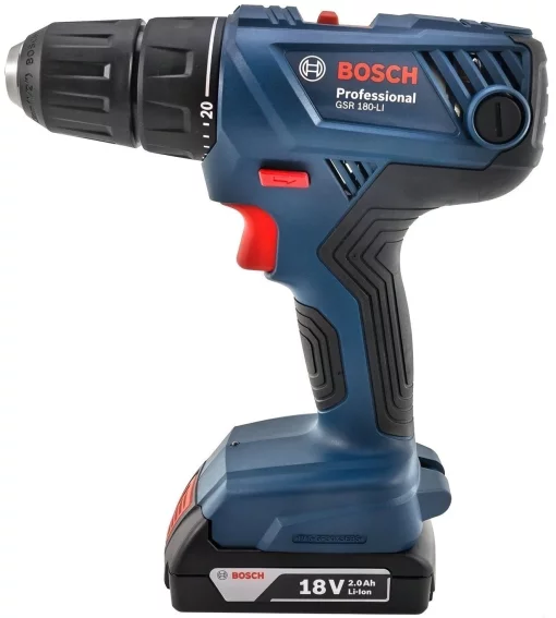 Шурупокрут-дриль акумуляторний Bosch Professional GSR 180-LI 18В 2х2А·год 21-54Нм 450·1900об·хв ЗП GAL 18V-20 кейс 1.6кг