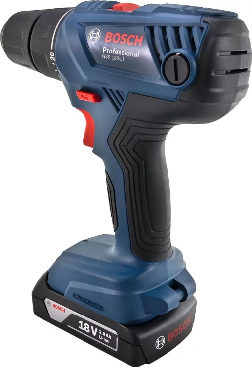 Шурупокрут-дриль акумуляторний Bosch Professional GSR 180-LI 18В 2х2А·год 21-54Нм 450·1900об·хв ЗП GAL 18V-20 кейс 1.6кг