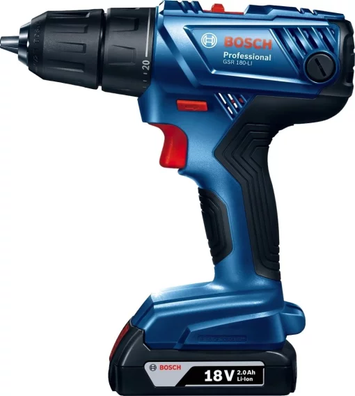 Шурупокрут-дриль акумуляторний Bosch Professional GSR 180-LI 18В 2х2А·год 21-54Нм 450·1900об·хв ЗП GAL 18V-20 кейс 1.6кг