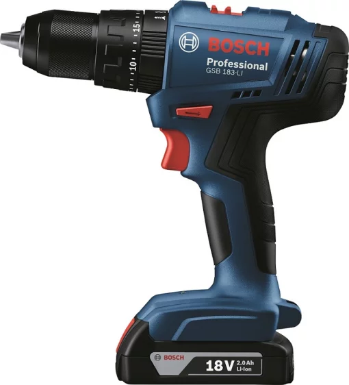Шурупокрут-дриль ударний акумуляторний Bosch Professional GSB 183-LI 18В 2х2А·год 21-56Нм 374-1815об/хв кейс 1.2кг