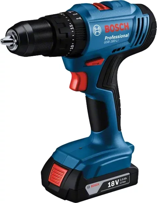 Шурупокрут-дриль ударний акумуляторний Bosch Professional GSB 183-LI 18В 1х2А·год 21-56Нм 374-1815об/хв кейс 1.2кг