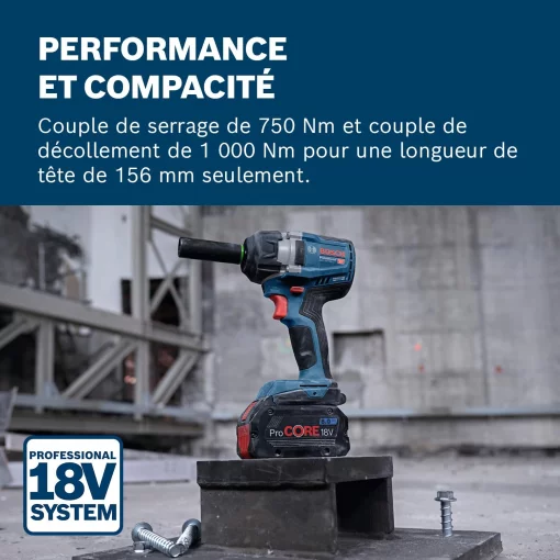 Гайковерт ударний акумуляторний Bosch Professional GDS 18V-750C 18В 270/380/750Нм до 3000об/хв квадрат 1/2" 1.7кг без АКБ та ЗП