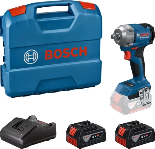 Гайковерт ударний акумуляторний Bosch Professional GDS 18V-350 18В 2x4А·год 85/200/350Нм до 3400об/хв квадрат 1/2" ЗП GAL 18V-20 кейс 1.1кг