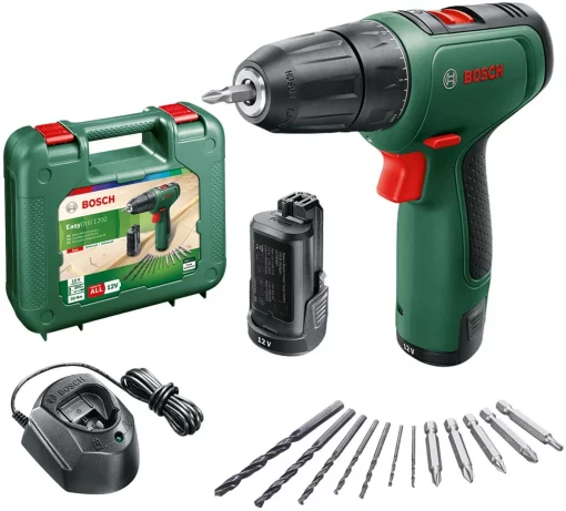 Шурупокрут-дриль акумуляторний Bosch EasyDrill 1200 12В 2х1.5А·год 30Нм 0-400·1500об/хв 0.94кг набір свердл і біт кейс