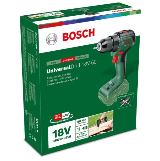 Шурупокрут-дриль акумуляторний Bosch UniversalDrill 18V-60 18В 60Нм 0-500·0-1900об/хв без АКБ та ЗП 1.3кг
